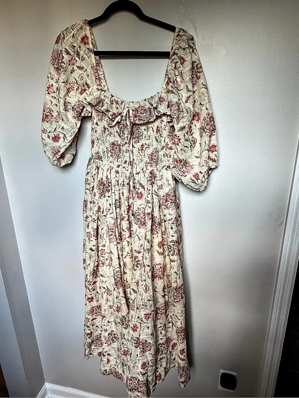 Free People Old Friends Midi Dress Floral Cream & Pink Like New size M